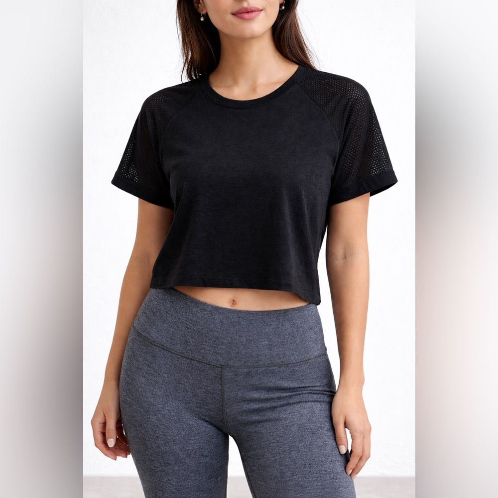 Zella Cropped Mesh Style Top